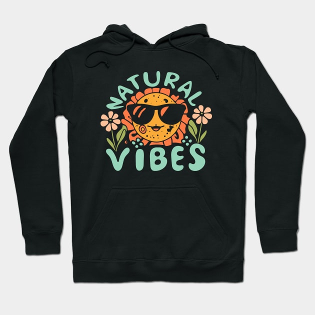 Natural Vibes Retro 70s Boho Sun Hoodie by craftydesigns